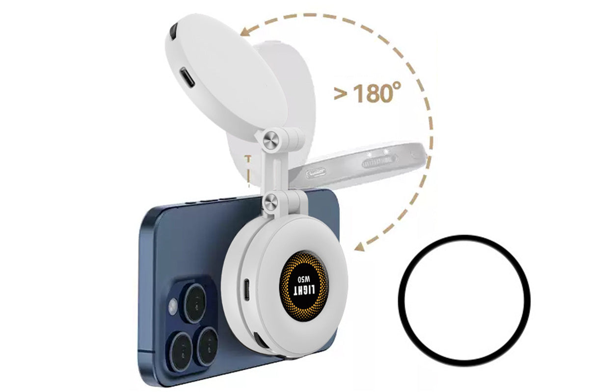2Pcs Magnetic Phone Ring Light 3 Color Dimmable Fill Light Rechargeable Selfie Light