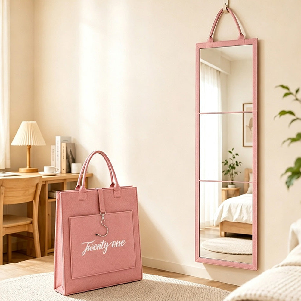 Portable Foldable Full Length Mirror with Handle Tri Fold Mirror for Makeup Dance Practice