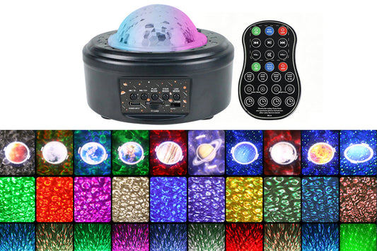 Remote Control Planet Ocean Wave Projector Lamp USB Bluetooth Speaker Wired Night Light