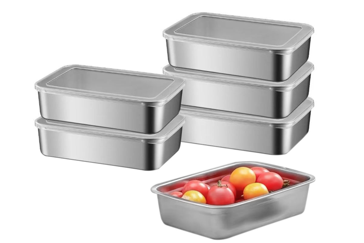 5Pcs Stainless Steel Food Storage Containers with Lids for Picnic Travel
