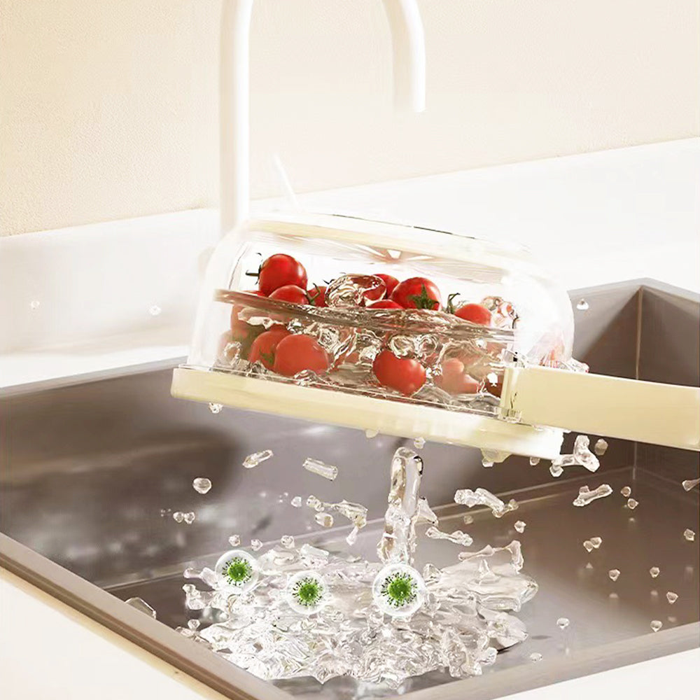 Plastic Fruit Vegetable Washing Drain Basket with Lid