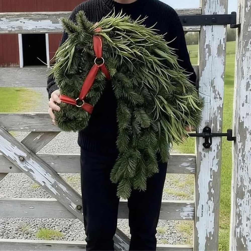 Artificial Horse Head Shaped Christmas Wreath for Door and Wall Decor