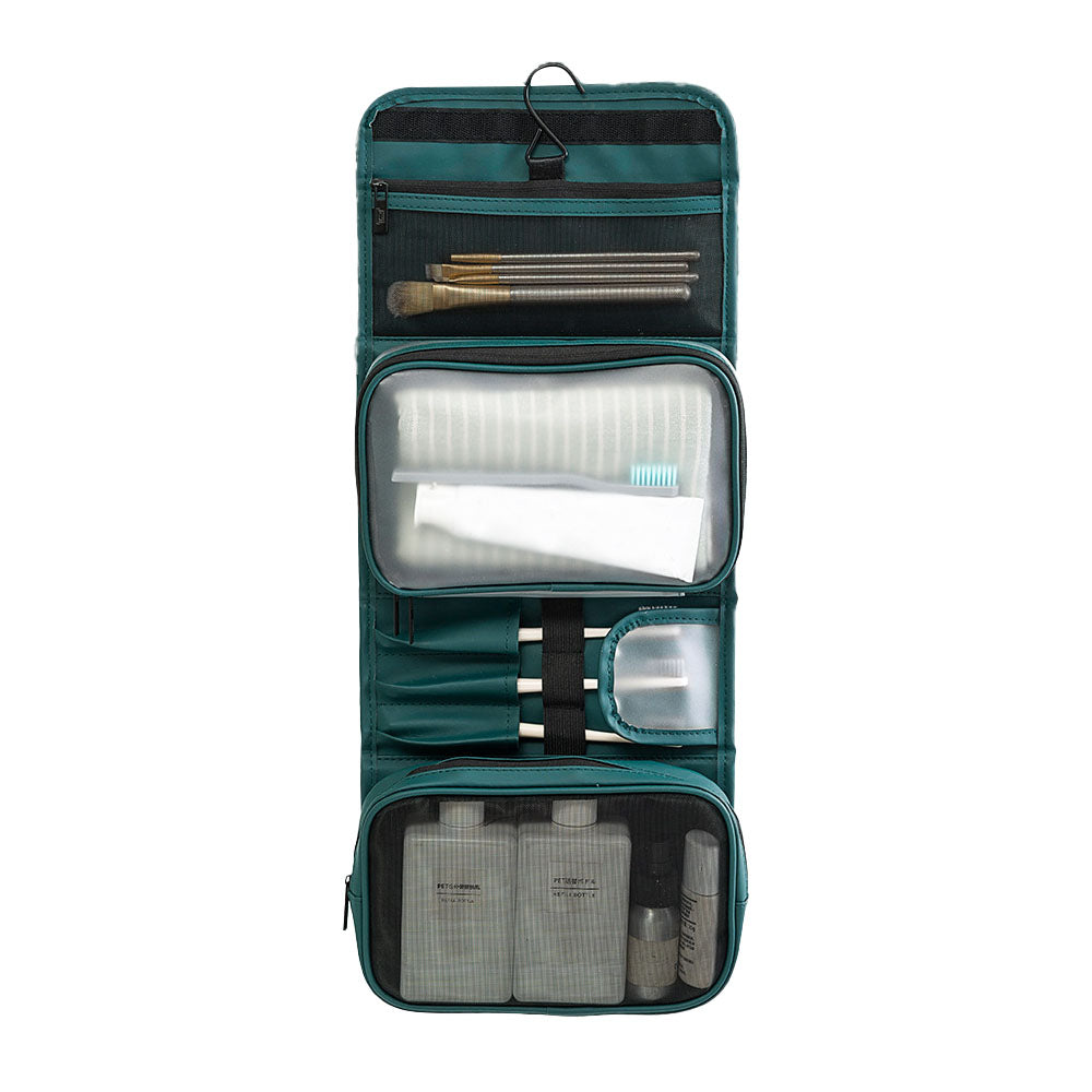 PU Leather Water-resistant Toiletry Bag Travel Bag Hanging Travel Organizer