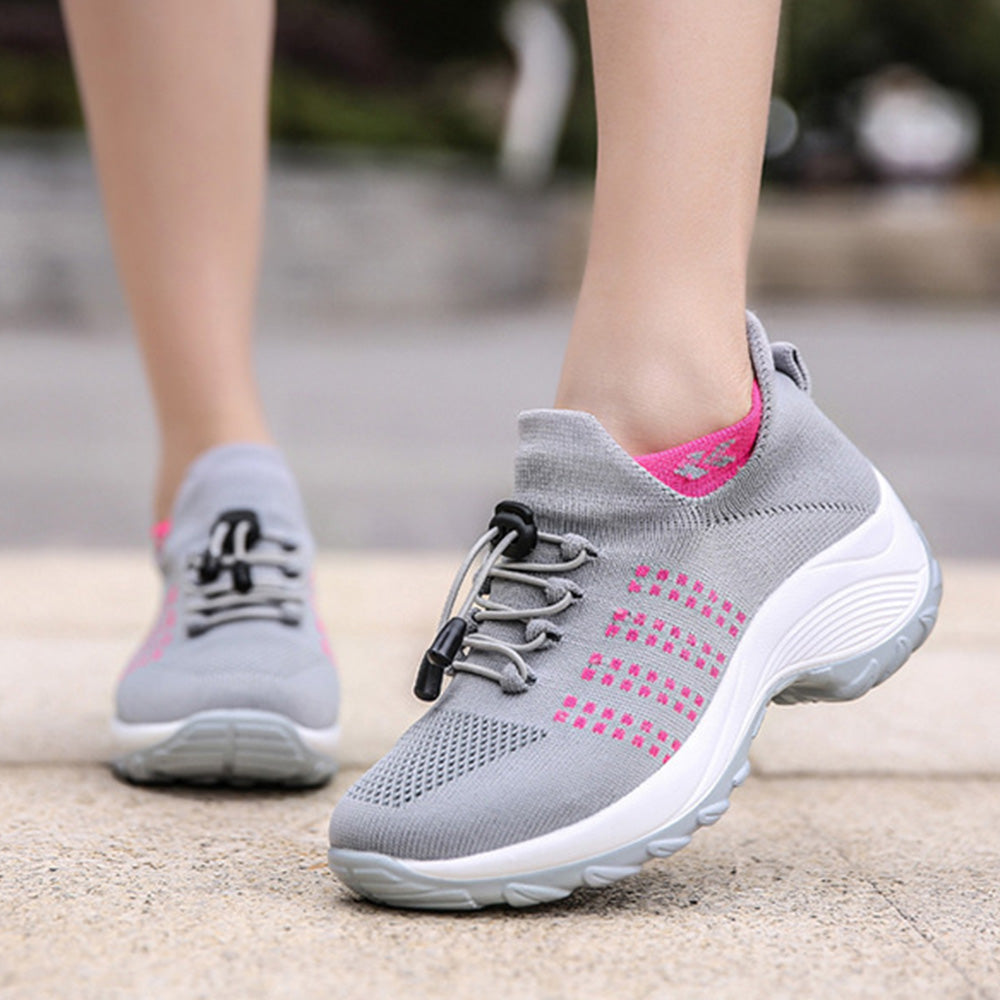 Breathable Stretch Mesh Slip On Walking Sneakers for Men and Women-Grey
