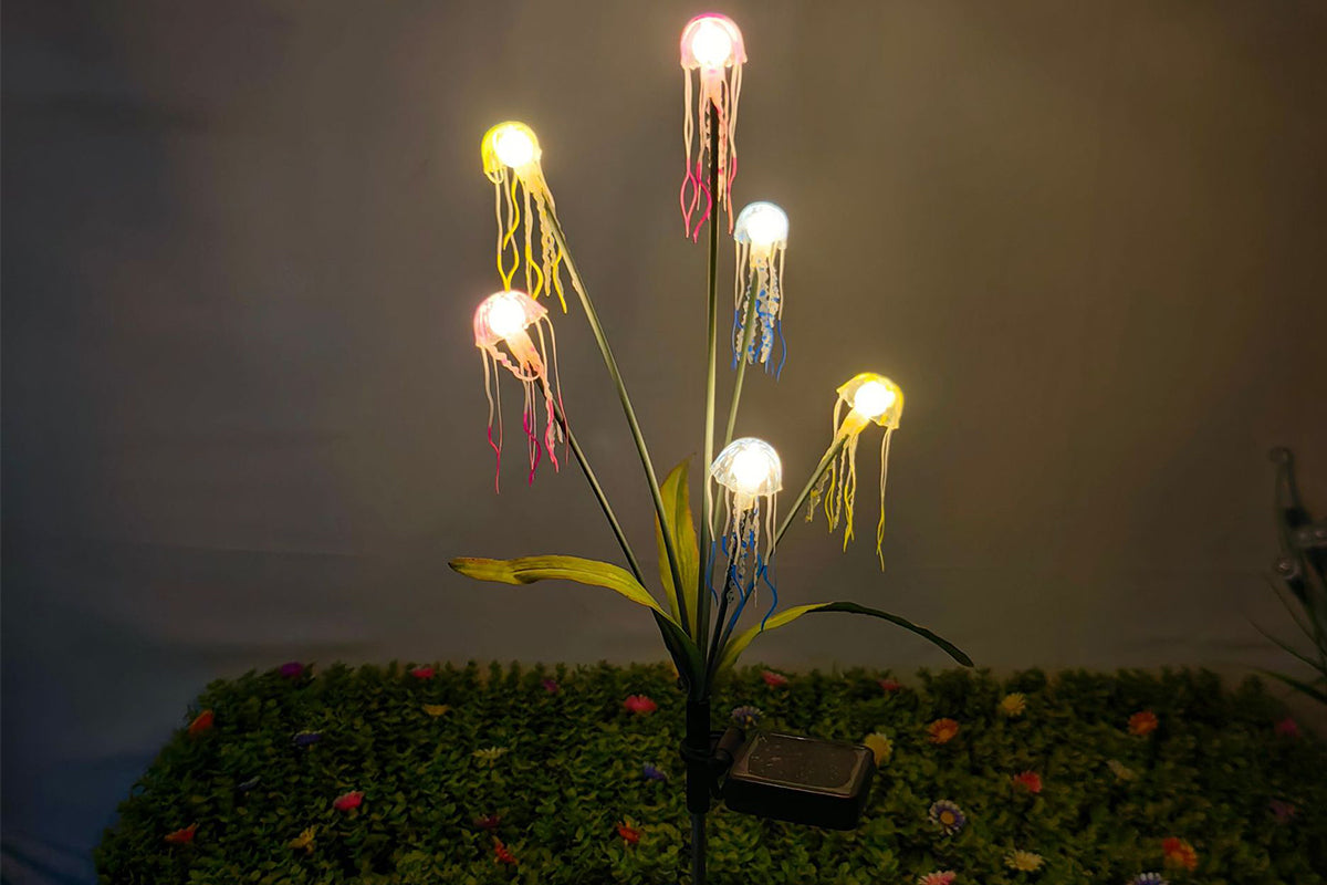 2pcs 6-Heads or 8 Heads Solar Jellyfish Stake Lights Outdoor Garden Path Decor Lights