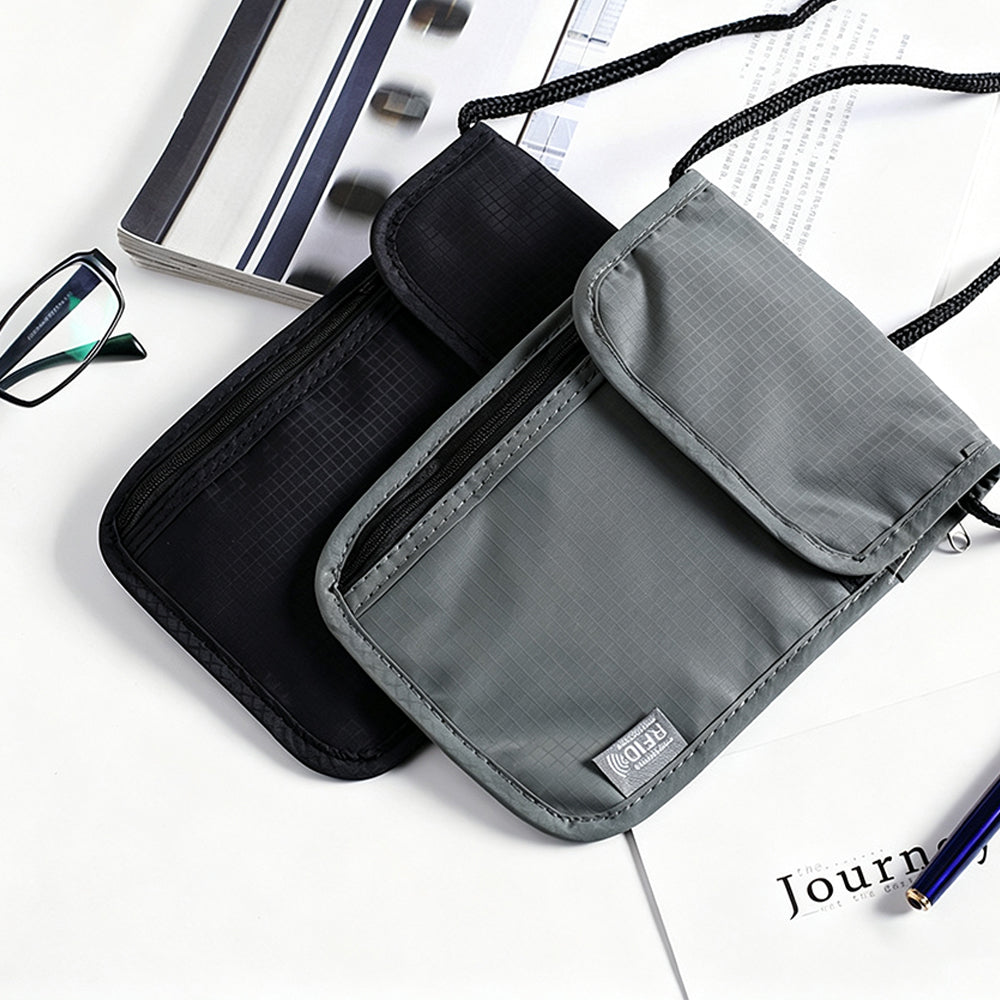 RFID Shielding Neck Passport Card Wallet Travel Storage Pouch