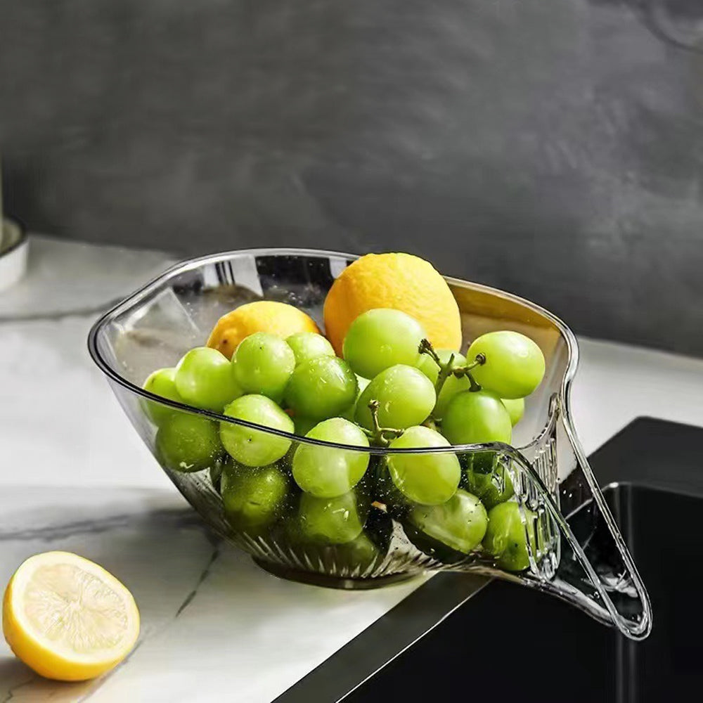 2Pcs MultiFunctional Drain Baskets Strainer Bowls With Funnel