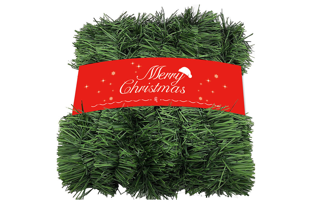 15 m Green Christmas Tinsel Garland for Holiday Party and Home Decoration