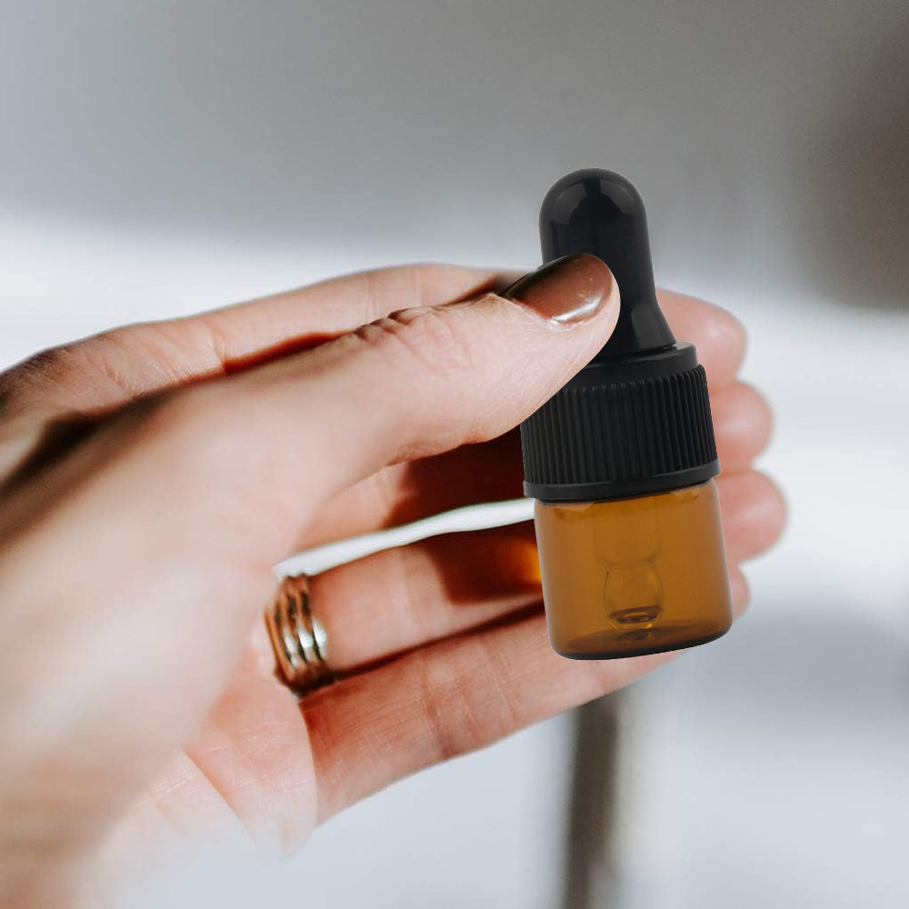 50Pcs 1/2ml Amber Glass Dropper Bottle with Funnel