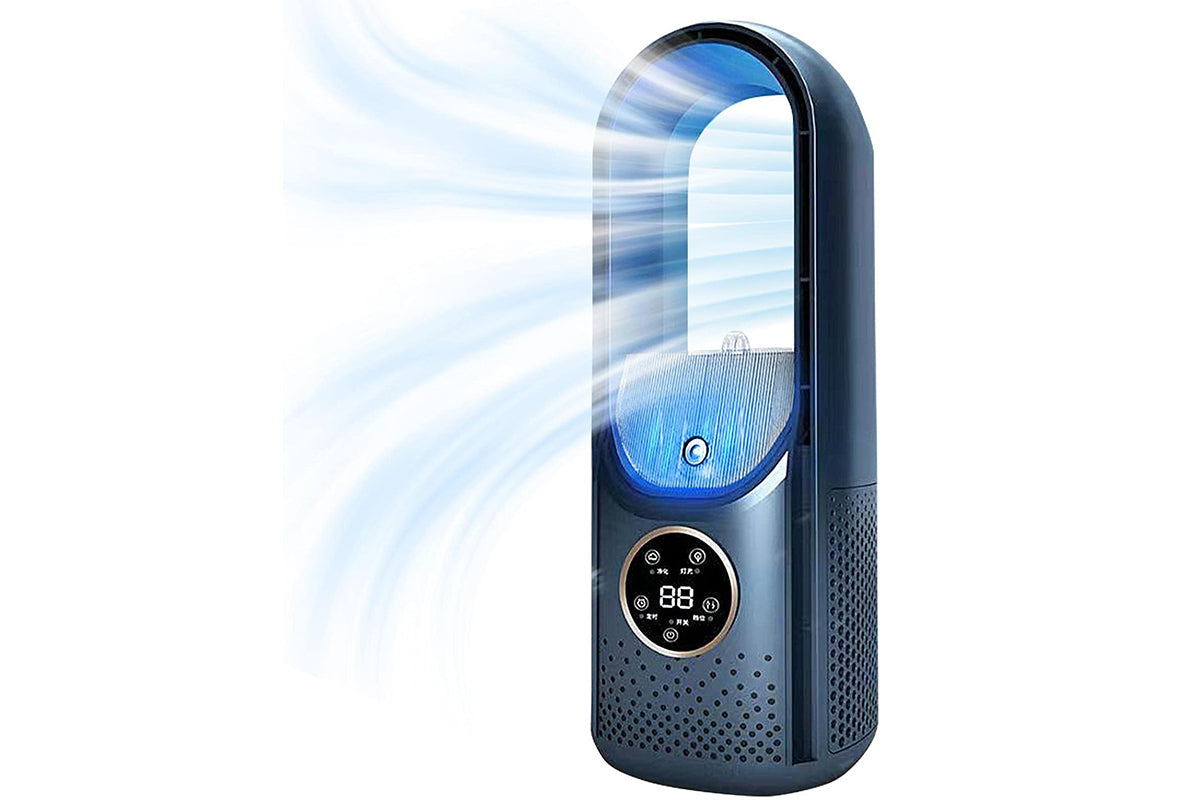 Desk Bladeless Fan with Humidifier USB-Powered Portable Air Conditioner Fan with LED Display