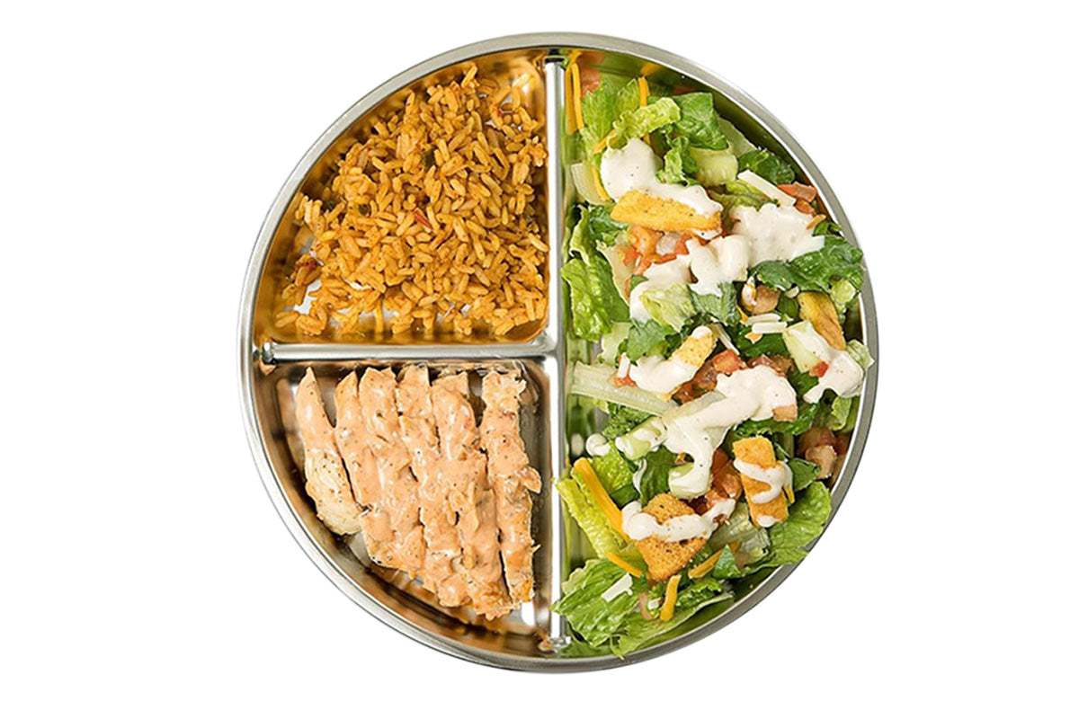 Stainless Steel Portion Control Divided Plate Balanced Lunch Meal Tray