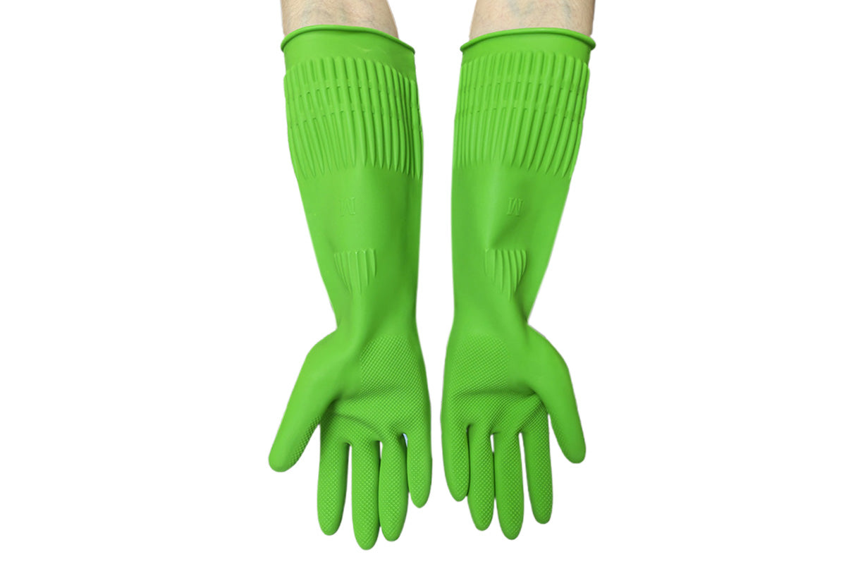 38cm Extra Long Rubber Gloves 3 Pack Heavy Duty Cleaning Gloves for Dishwashing