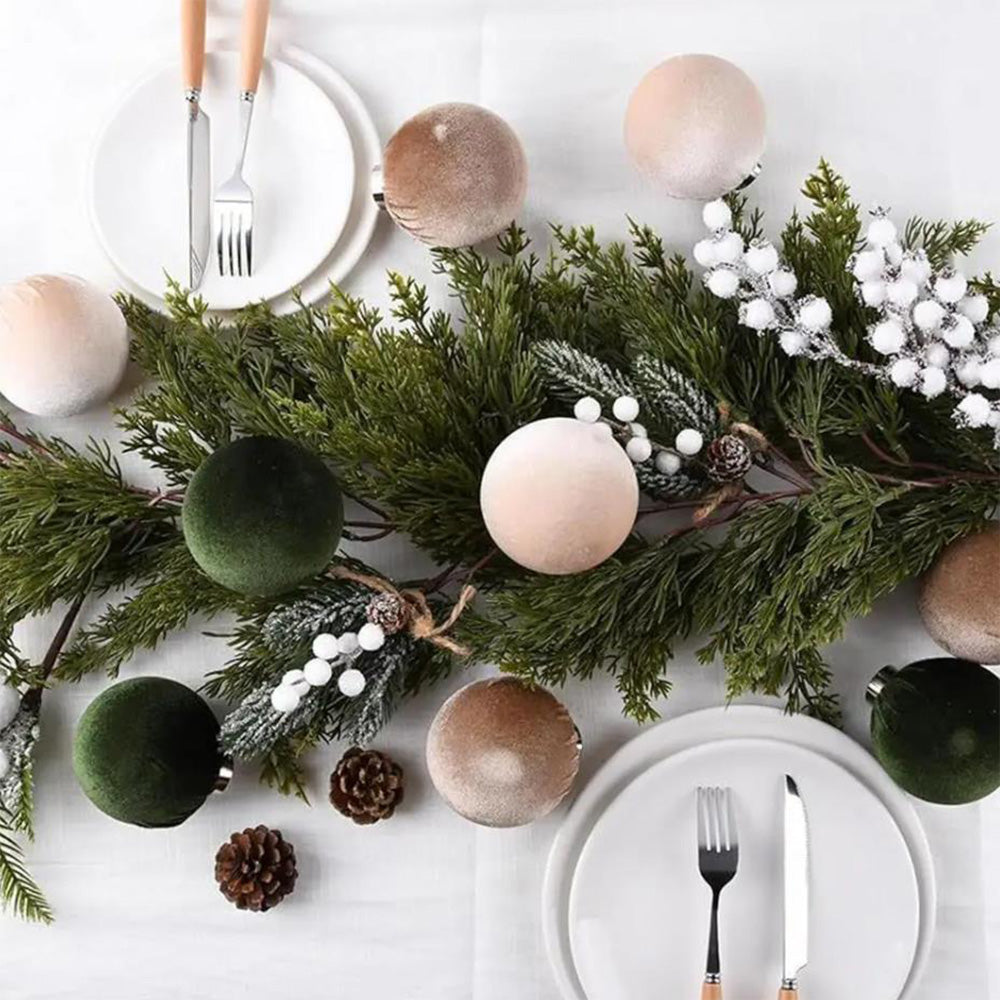 15Pcs Christmas Tree Baubles Xmas Velvet Balls Decor Hanging Home Party Ornament