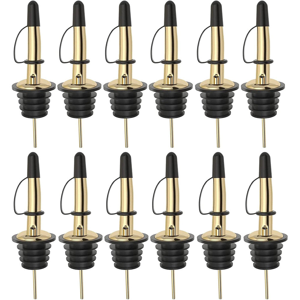 12Pcs Stainless Steel Non Drip Wine Pourers with Dust Caps