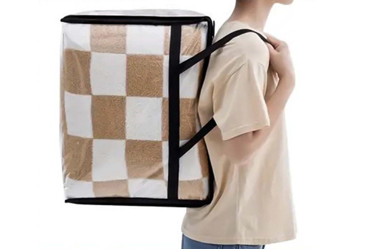 3 Pack Thick Clear Storage Bags with Zipper for Clothes Bedding