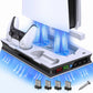 For PS5 Vertical Stand Cooling Fan with Dual Controller Charging Dock Station