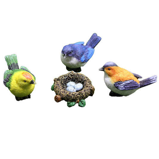 Fairy Garden Miniature Mini Birds with Nest Figurines