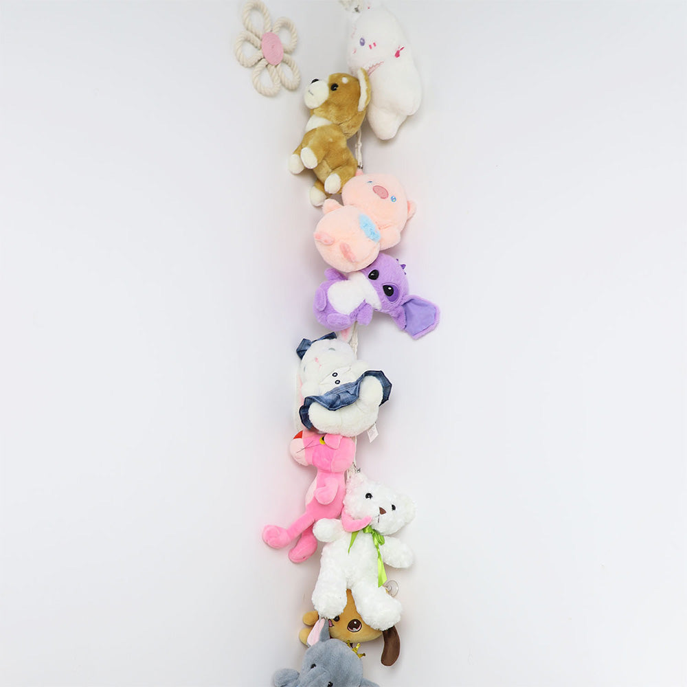 Hanging Storage Chain Boho Stuffed Animal Hammock Corner with 20 Metal Clips