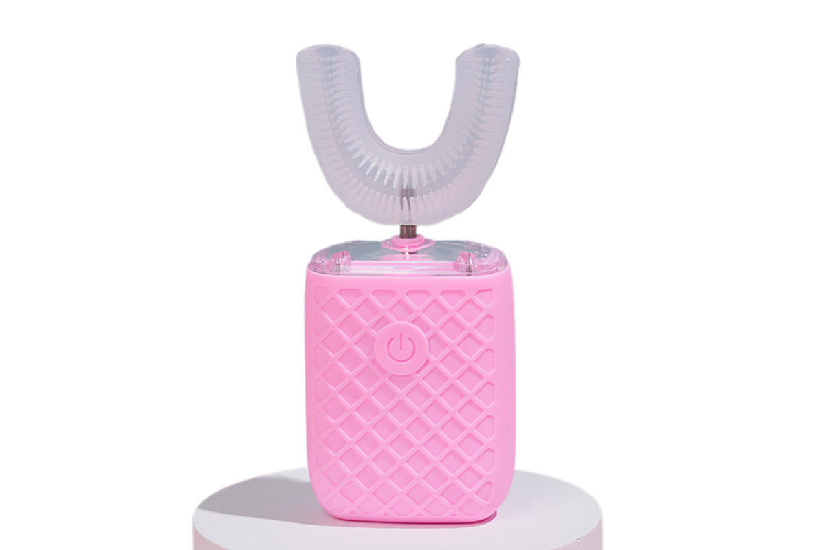 U-Shaped Automatic Electric Toothbrush with Sanitizing Cup-Pink