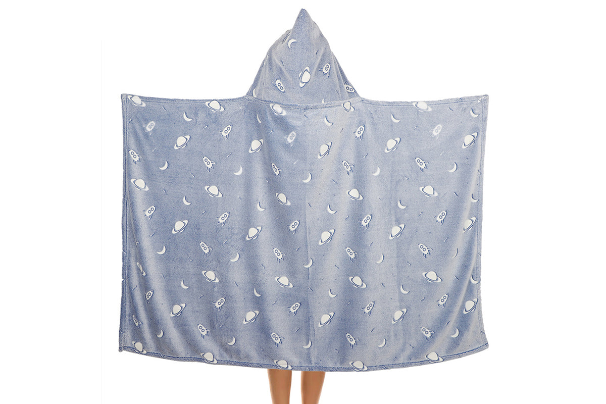 Printed Luminous Hoodie Blanket Glow in The Dark Hooded Blanket Wearable Blanket