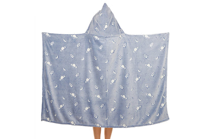 Printed Luminous Hoodie Blanket Glow in The Dark Hooded Blanket Wearable Blanket