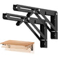2Pcs 90 Degree Foldable Metal Shelf Brackets-Black