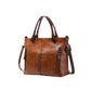 Vintage PU Leather Shoulder Tote Bag with Large Capacity for Women