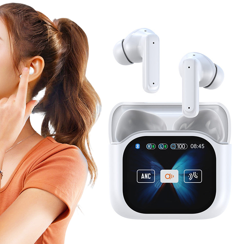 Wireless Bluetooth 5.4 AI Translation Earbuds with LCD Touchscreen Real Time 150 Languages