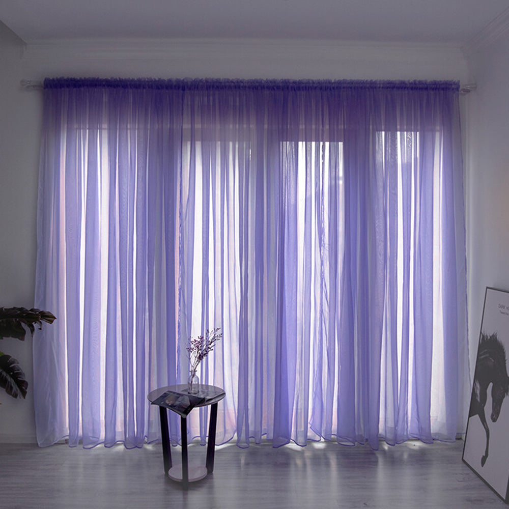 3 Piece Polyester Sheer Rod Pocket Curtains for Window Door Room Divider