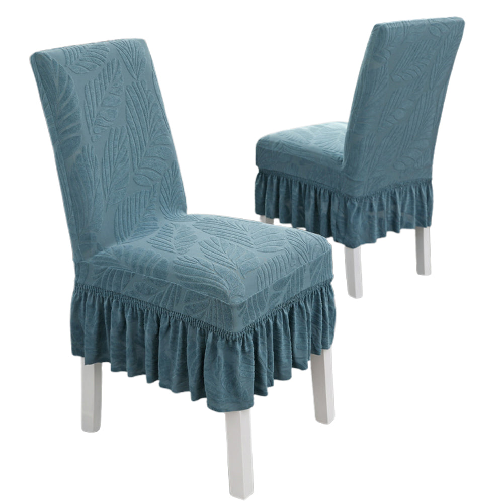 2Pcs Stretch Dining Chair Covers with Ruffled Skirt Stain and Wrinkle Resistant Fabric