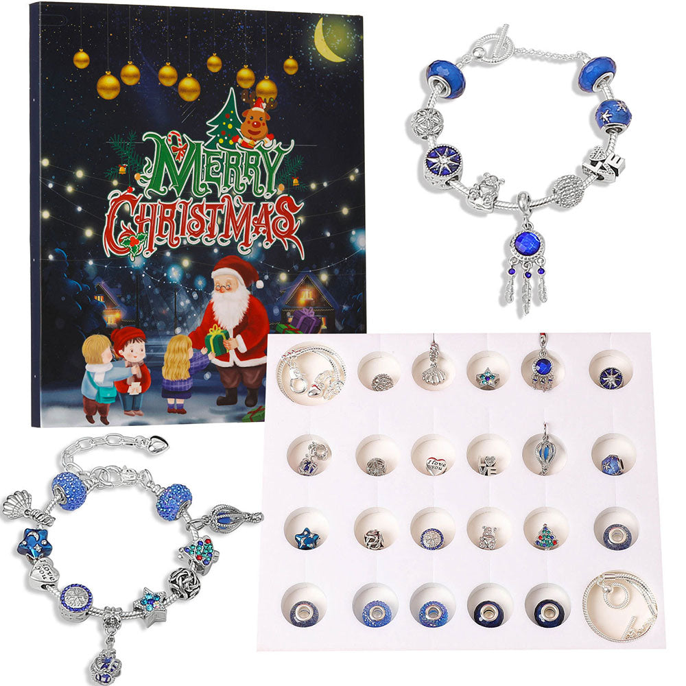 Christmas Advent Calendar DIY Bracelet Charm 24 Days Countdown Calendar Box