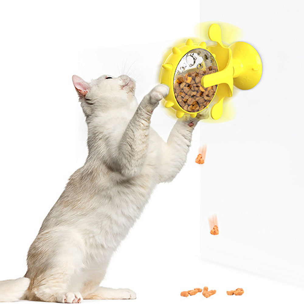 Interactive Pet Treats Dispenser Toy 360 Degrees Rotating Windmill Toy Slow Pet Feeder
