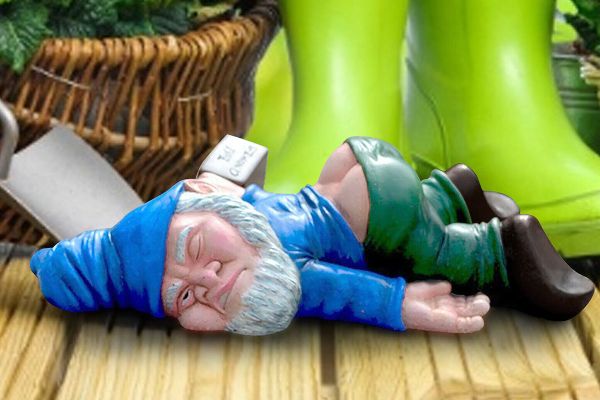Funny Drunk Garden Gnome Patio Ornament Rude Passed Out Statue for Yard Decor