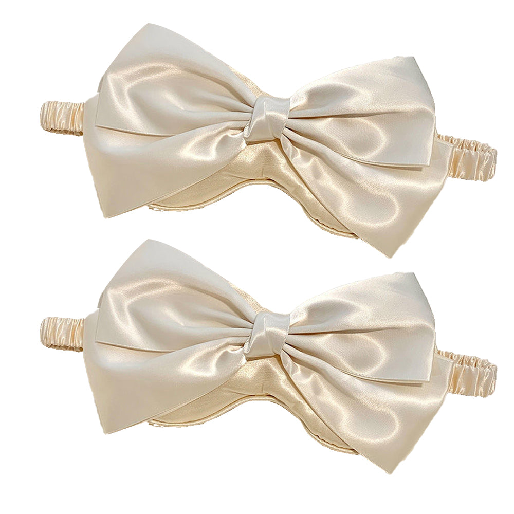 2Pcs Silk Bow Tie Relieve Fatigue Travel Eye Mask