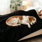 Water-Resistant Reversible Flannel Blanket Machine-Washable for Bed Sofa Camping-Black