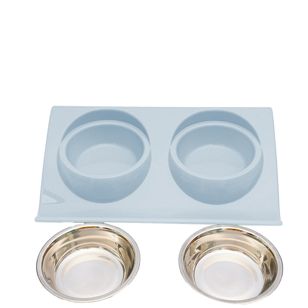 2Pcs Raised Dog Cat Bowls Double Pet Feeder