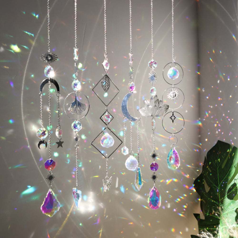 6Pcs Glass Sun Catcher Prism Hanging Kit with Chain