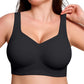 Seamless Wireless Plus Size Bra Full Coverage Comfortable Everyday Support for Women-Black