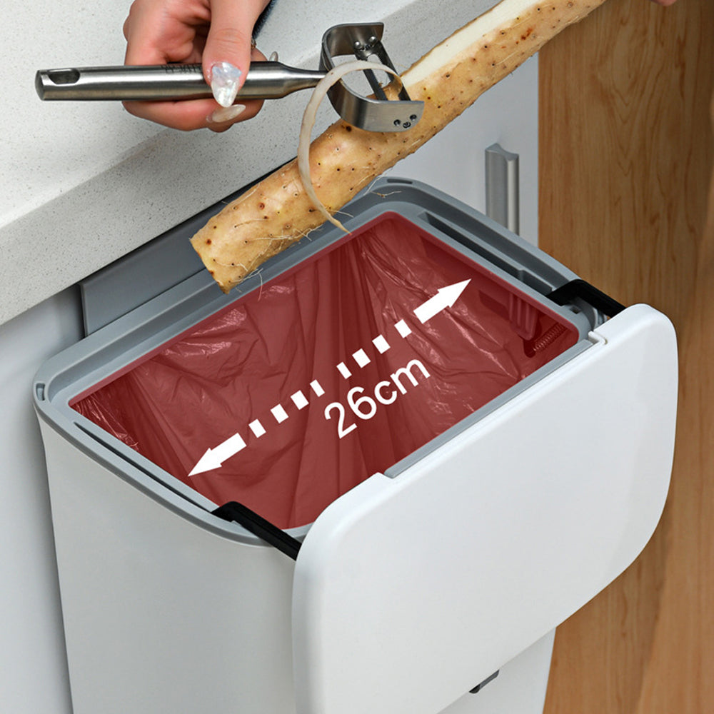 9L Kitchen Wall-Mounted Trash Can with Sliding Lid Seamless Sticker