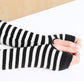 3 Pairs Women Fingerless Arm Warmers Striped Knit Winter Gloves