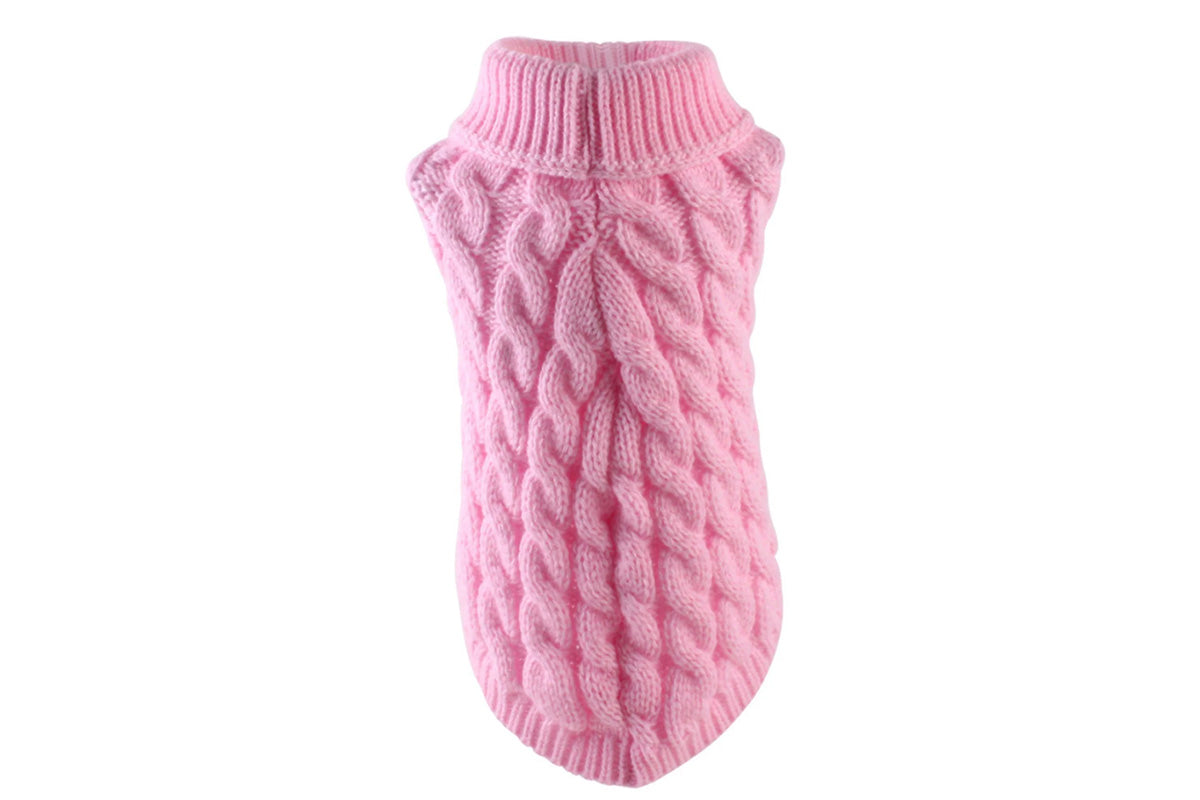 Puppy Dog Jumper Winter Warm Knitted Sweater Pet Clothes for Small Dogs Coat-Pink