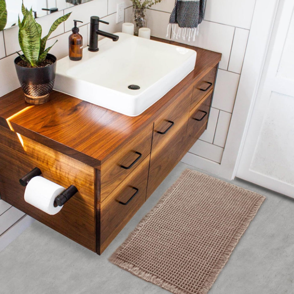 Waffle Bath Mat Cushioned Non Slip Bathroom Rug for Floor Standing Mat