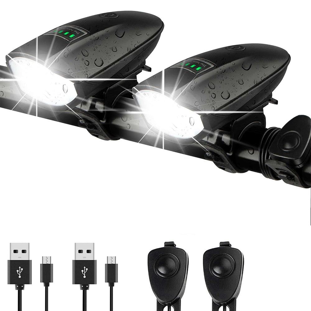 2Pcs Rechargeable LED Bicycle Headlight with Horn