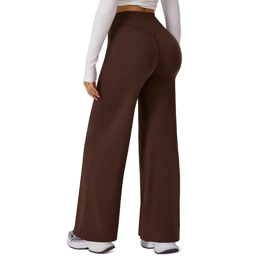 High-Waist Straight-Leg Micro-Flare Yoga Pants with Tummy Control for Workout-Coffee