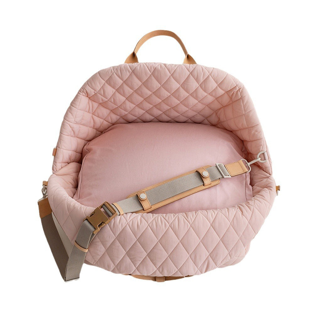 Soft Fluffy Car Seat Booster for Pet Travel Carrier Bed with Long Strap