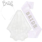 Bride Accessory Set with Veil Sash and Headband for Bachelorette Party Bridal Shower