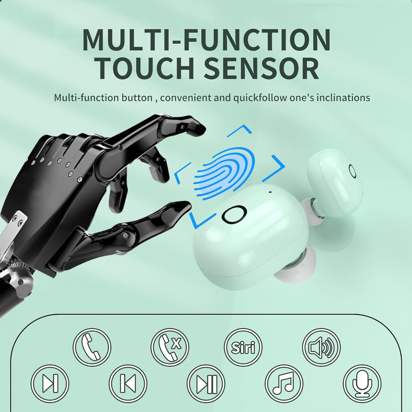 TWS Wireless 5.0 Bluetooth Mini in-Ear Touch Control Earbuds