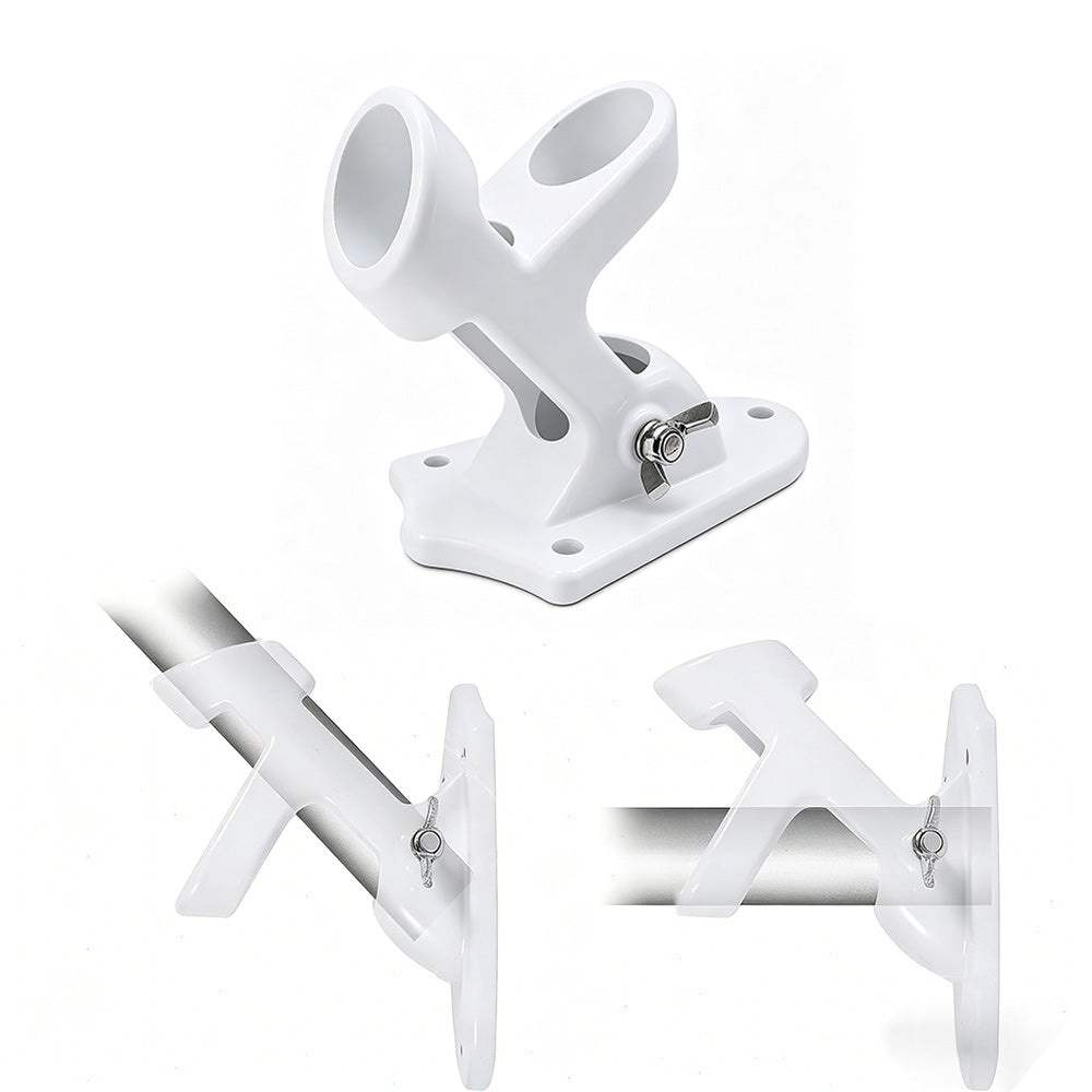 Dual Hole 45 and 90 Degree Adjustable Aluminum Flag Pole Wall Mount Holder