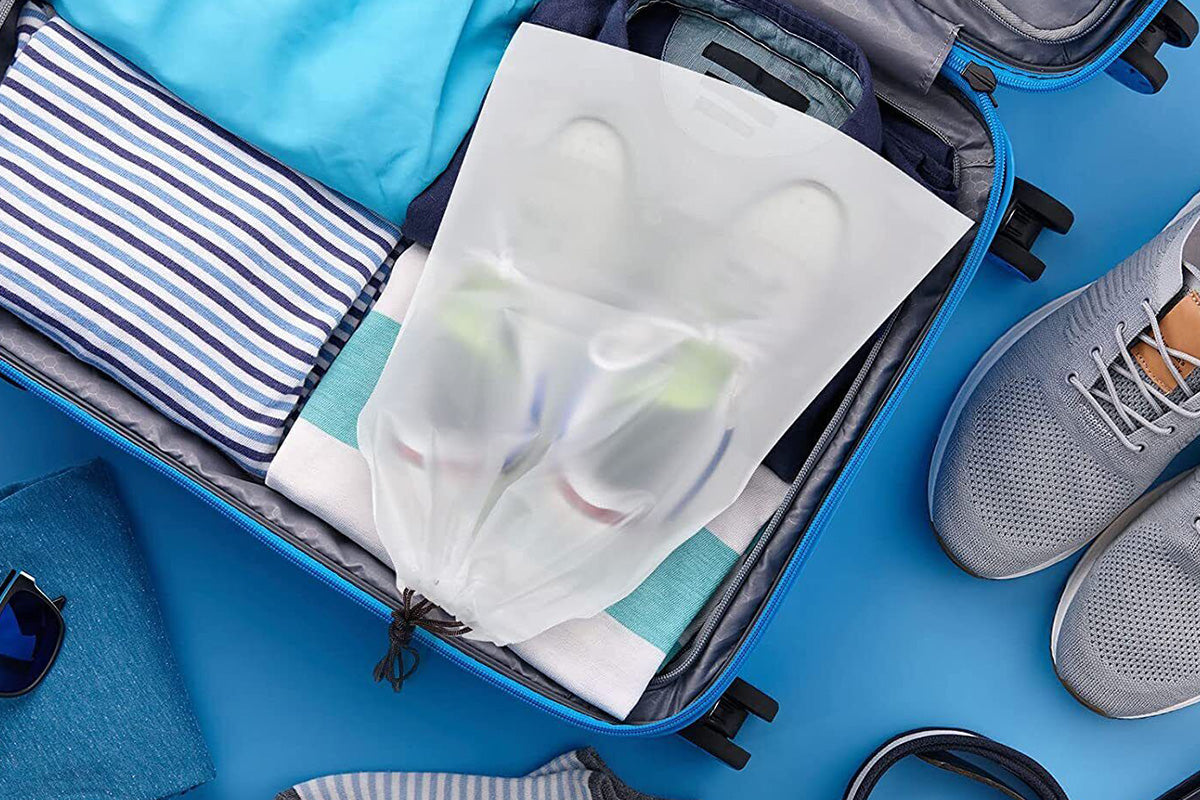 Clear Shoe Bags for Travel Waterproof Dustproof Drawstring Shoe Bags for Packing
