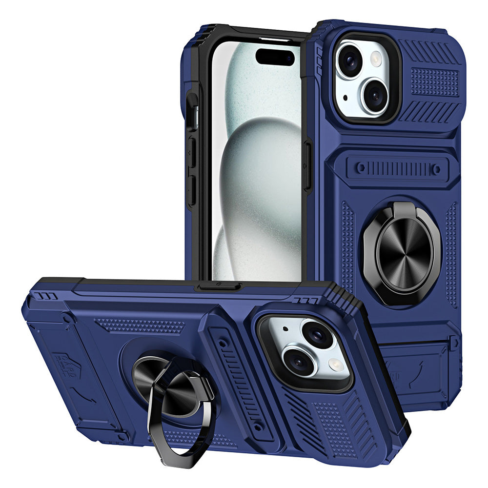 Wallet Card Slot Shockproof Protective Case for iPhone 17 and 18 Series-Blue
